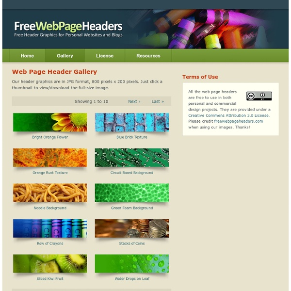 Free Web Page Headers - Main Index