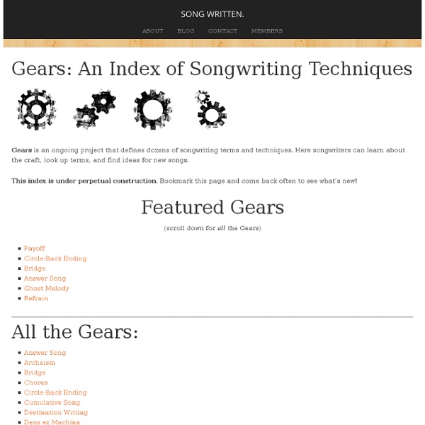 Gears: An Index of Songwriting Techniques