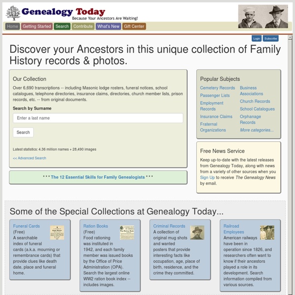 Genealogy Today: Family Tree History, Ancestry, Free Lookups