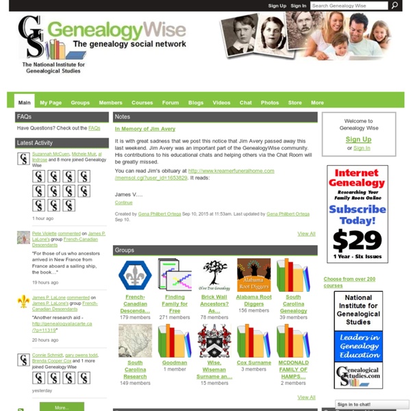 Genealogy Wise - The Genealogy & Family History Social Network