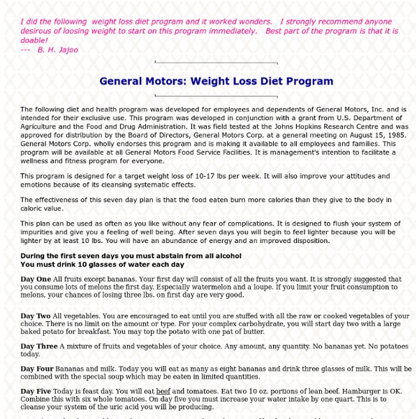 General Motors: Weight Loss Program Dieta