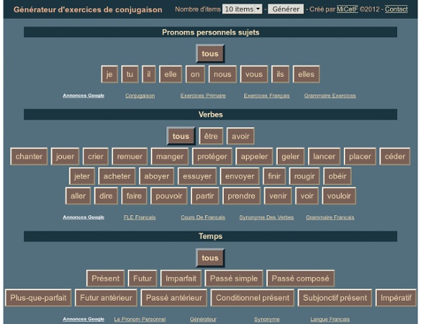 Générateur d'exercices de conjugaison