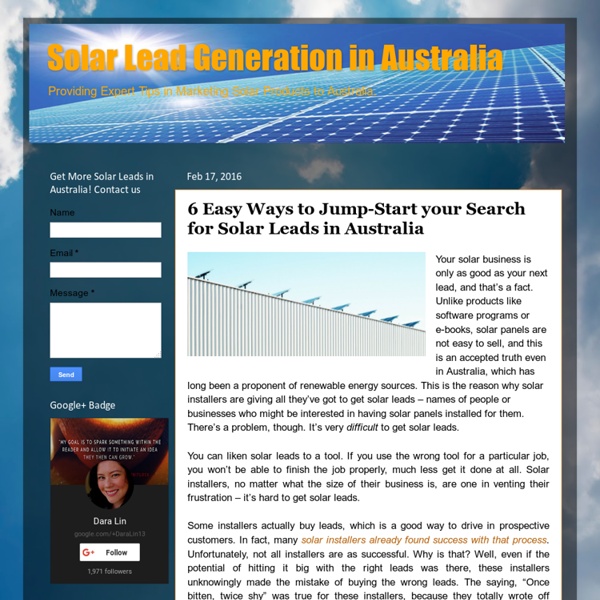 Solar Lead Generation in Australia: 6 Easy Ways to Jump-Start your Search for Solar Leads in Australia
