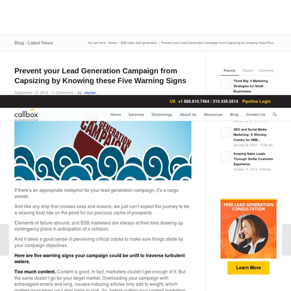 Prevent your Lead Generation Campaign from Capsizing by Knowing these Five Warning Signs