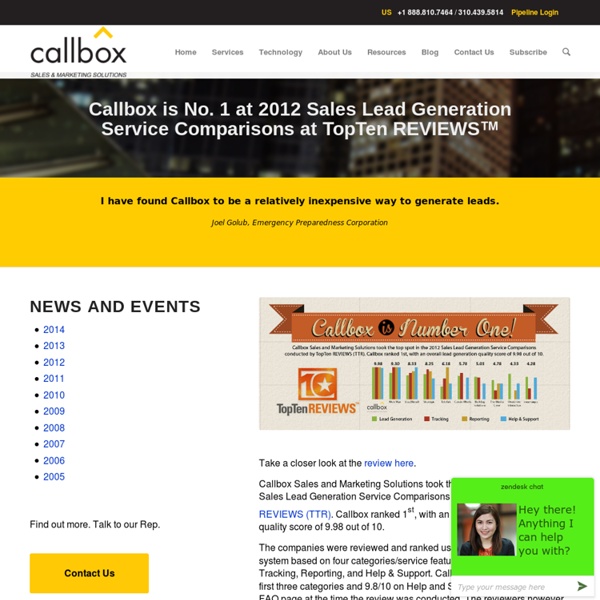 Callbox is No. 1 at 2012 Sales Lead Generation Service Comparisons at TopTen REVIEWS™