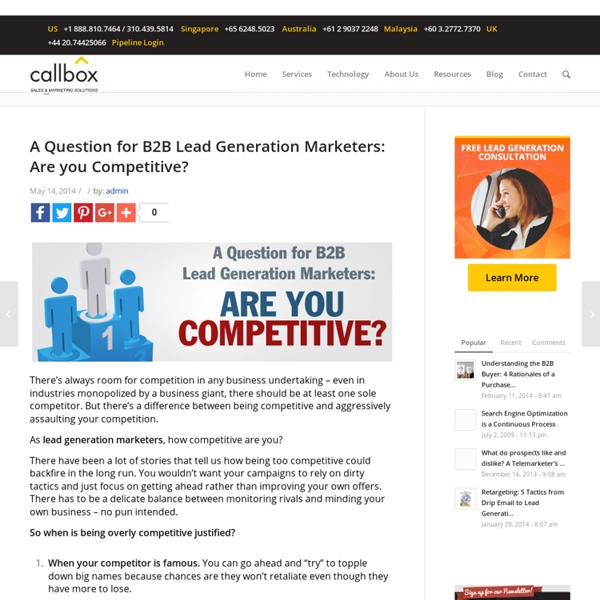 A Question for B2B Lead Generation Marketers: Are you Competitive?