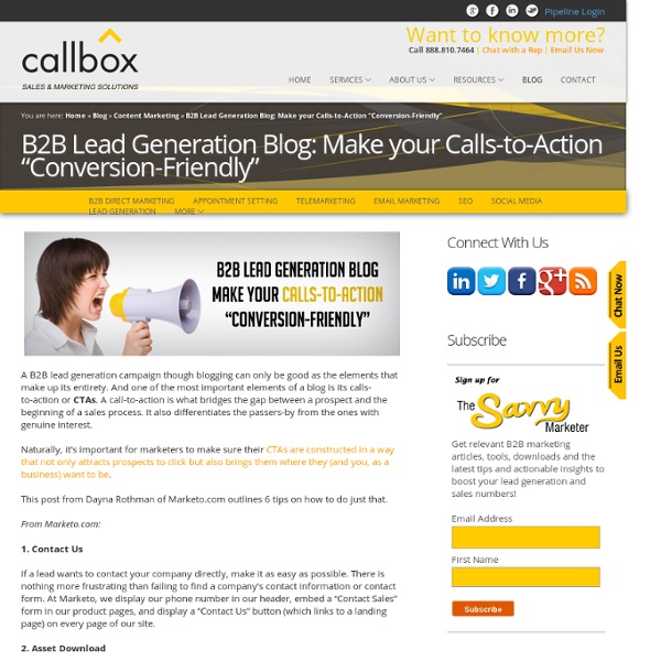 B2B Lead Generation Blog: Make your Calls-to-Action “Conversion-Friendly”