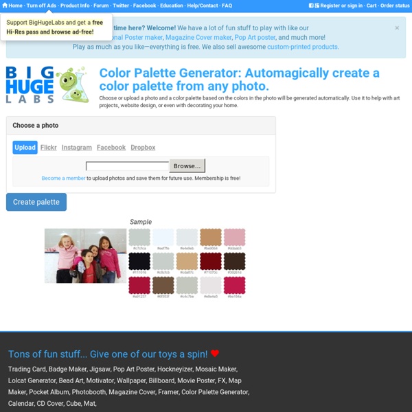 Color Palette Generator: Automagically create a color palette from any photo.