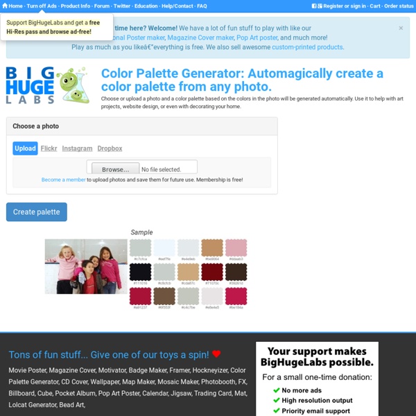 Palette Generator: create a color palette from a photograph