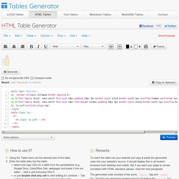 HTML Table generator - TablesGenerator.com