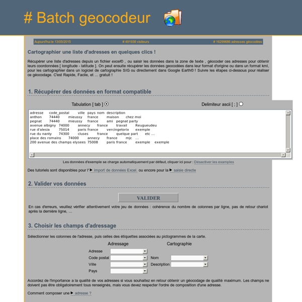 Batch Géocodeur - géocodage google map en français gratuit