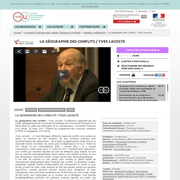 La géographie des conflits / Yves Lacoste - Université Toulouse II-le Mirail