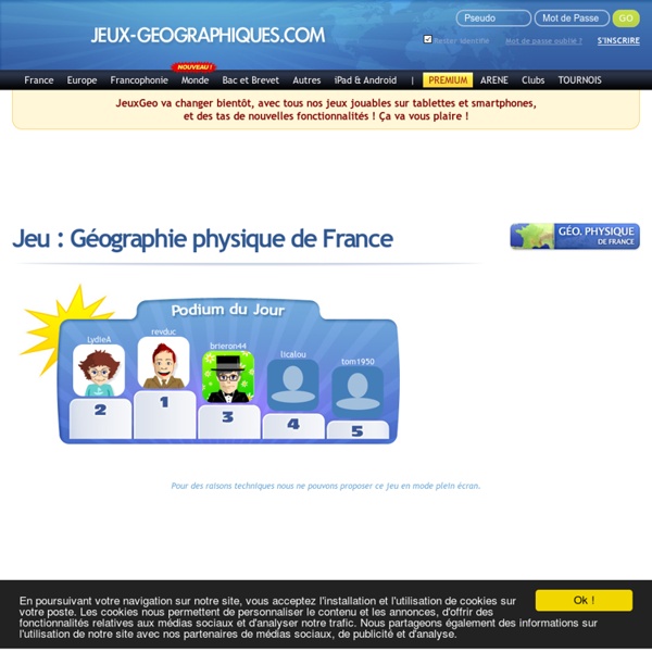 Jeu sur la géographie physique de France jeux gratuits