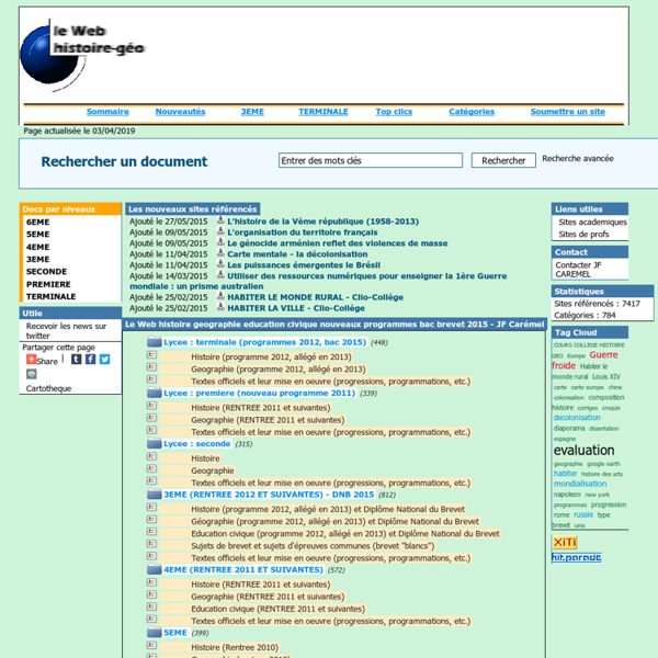 Le Web histoire geographie education civique nouveaux programmes bac brevet 2014 - JF Carémel