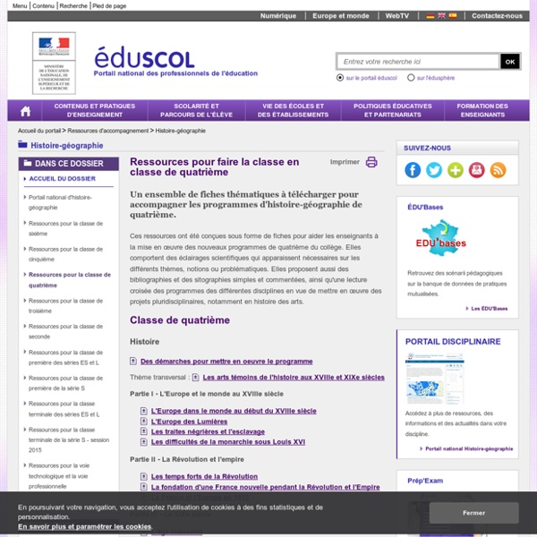 Histoire-géographie-éducation civique-ECJS - Ressources pour la classe de quatrième