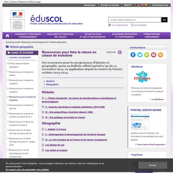 Histoire-géographie-éducation civique-ECJS - Ressources pour la classe de troisième