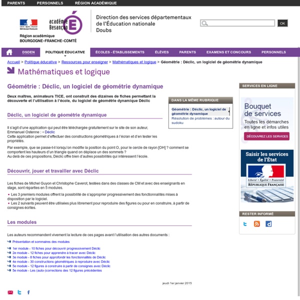 Géométrie : Déclic, un logiciel de géométrie dynamique - Direction des services départementaux de l'éducation nationale du Doubs