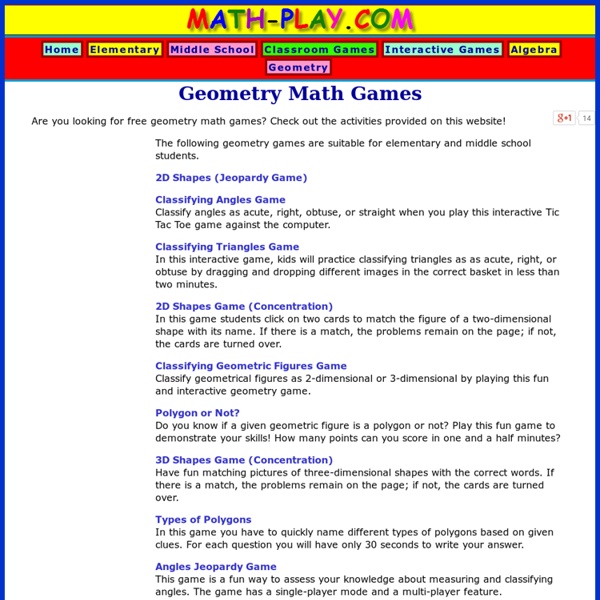 Geometry Math Games