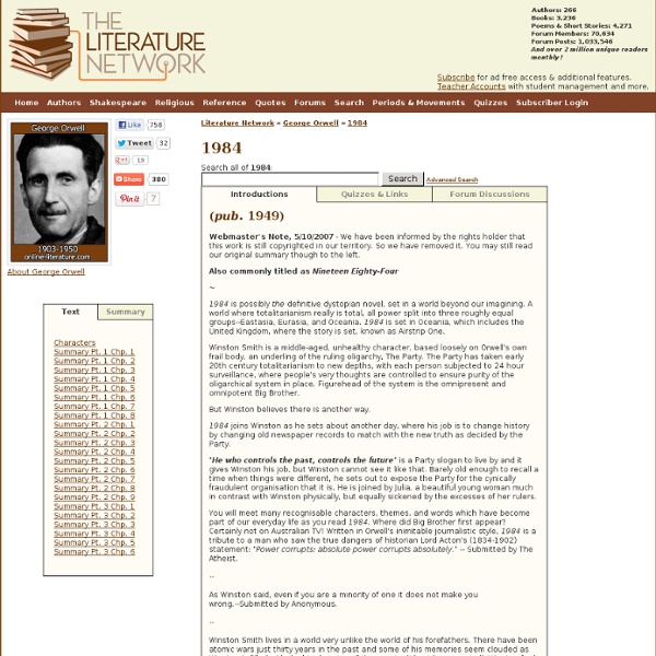 1984 by George Orwell. Search eText, Read Online, Study, Discuss.