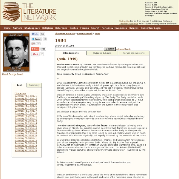 1984 by George Orwell: A searchable online version at The Literature Network