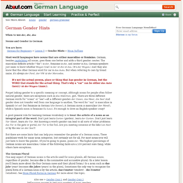 German Gender Hints - Noun Gender in German