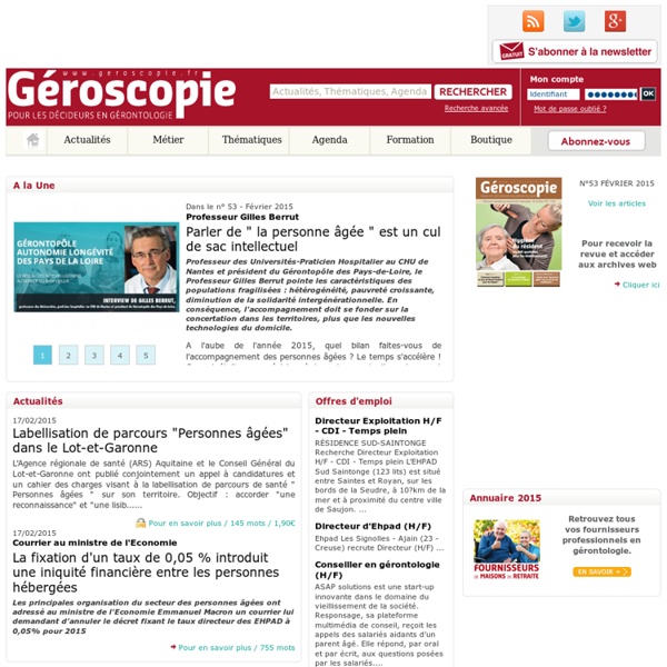 Géroscopie.fr : Actualités des maisons de retraite, EHPAD