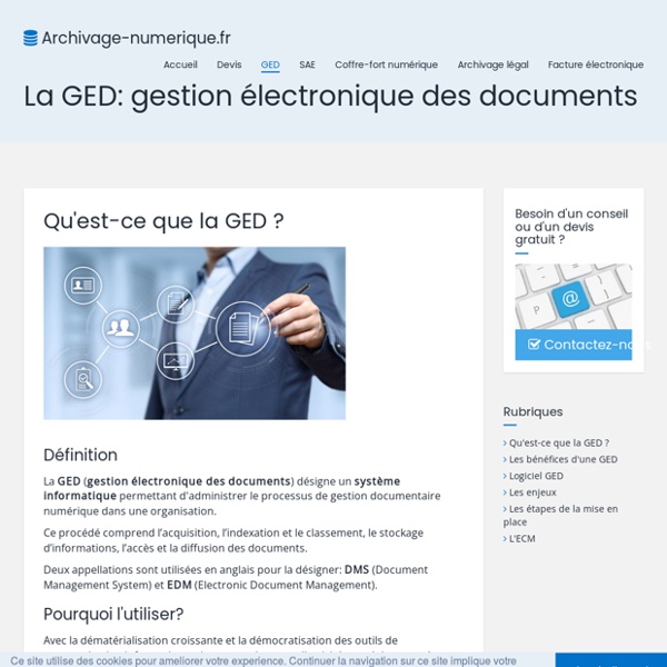 La GED - Gestion électronique des documents - Infos et devis