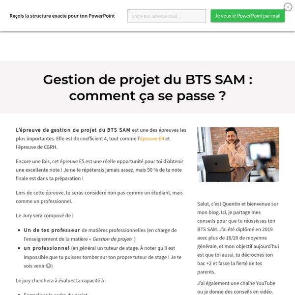 Gestion de projet du BTS SAM  comment ça se passe ?  Pearltrees