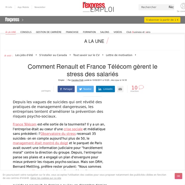 La gestion du stress au travail chez Renault et France Telecom