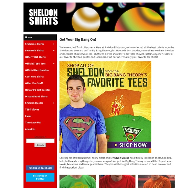 SheldonShirts.com - The Big Bang Theory TV T-Shirts, Shirts Worn by Sheldon & Leonard