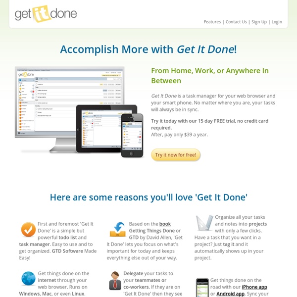 Getting Things Done GTD software, task manager, and to-do list, and project management.