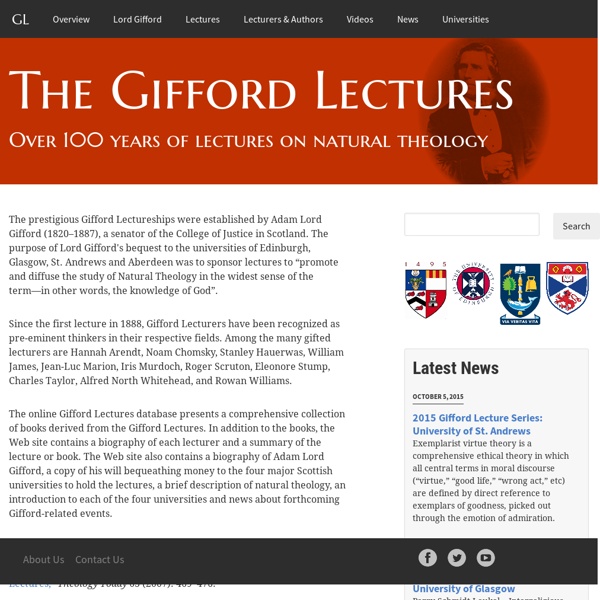 Gifford Lecture Series - Over 100 Years of Renowned Lectures on Natural Theology