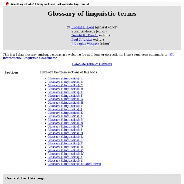 Glossary of linguistic terms