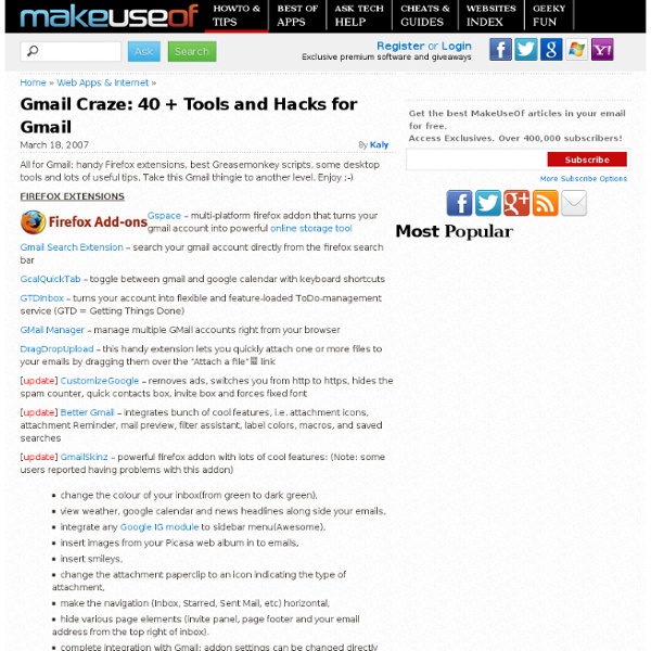 Gmail Craze: 30 + Tools and Hacks for Gmail » MakeUseOf.com