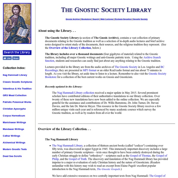 Gnostic Society Library: Sources on Gnosticism and Gnosis