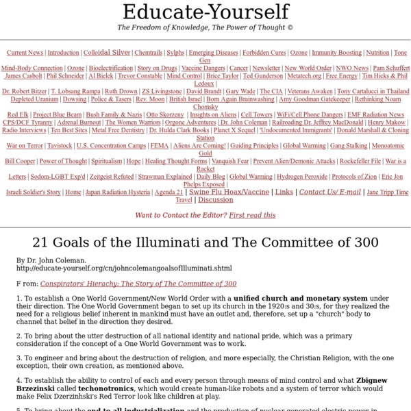 21 Goals of the Illuminati and The Committee of 300