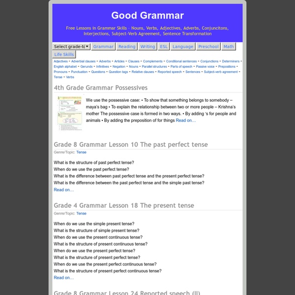 Good Grammar - Free Lessons in Grammar Skills