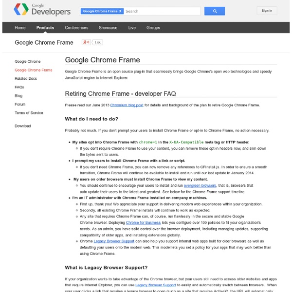 Chrome Frame - Google Code