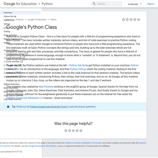 S Python Class - Google's Python Class - Google Code