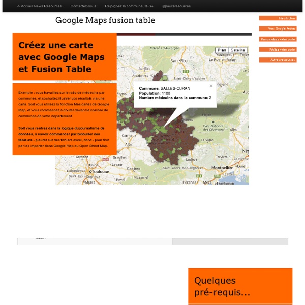 Créez une carte avec Google Maps et Fusion Table - NewsResources