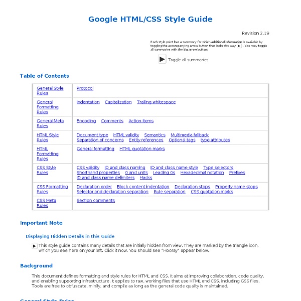 Google HTML/CSS Style Guide
