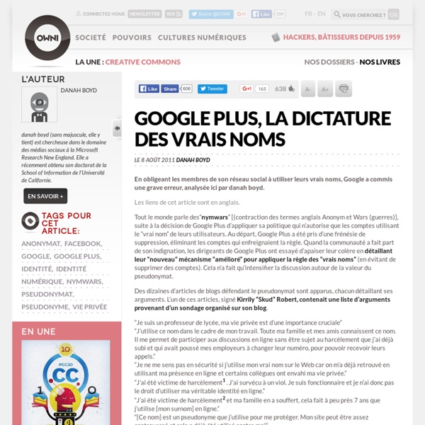 Google Plus, la dictature des vrais noms