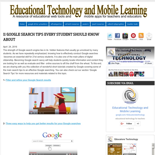 Educational Technology and Mobile Learning: 11 Google Search Tips Every Student Should Know about