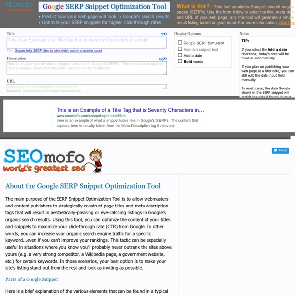 Google SERP Snippet Optimization Tool