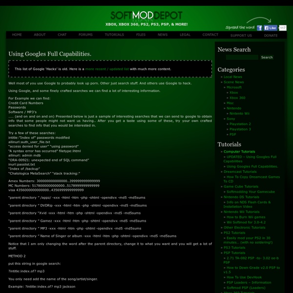 Using Googles Full Capabilities. « XBOX, XBOX 360, PS2, PS3, PSP, & MORE! – Your source for the latest in console modding.