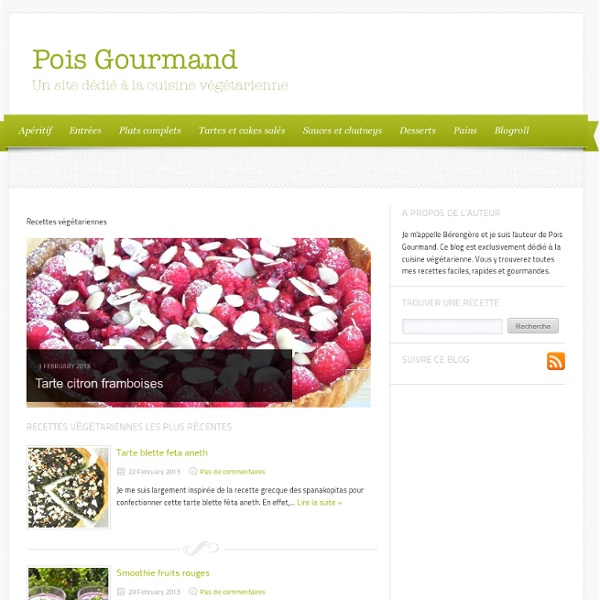 Pois Gourmand - Un site dédié à la cuisine végétarienne