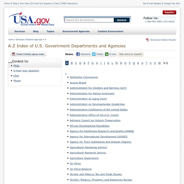 A-Z Index of U.S. Government Departments and Agencies (A)