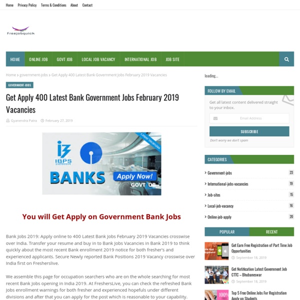 Get Apply 400 Latest Bank Government Jobs February 2019 Vacancies