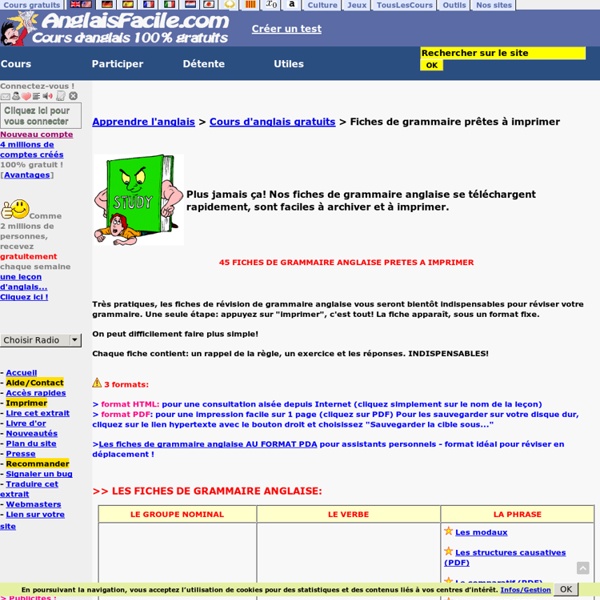 Grammaire anglaise: Cours, leçons et fiches de révision de grammaire anglaise