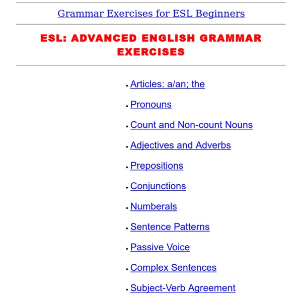 ADVANCED ENGLISH GRAMMAr EXERCISES
